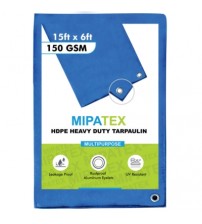 Mipatex Tarpaulin / Tirpal 15 Feet x 6 Feet 150 GSM (Blue)